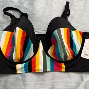 Women’s swim top 42DDD. Lane Bryant black with colorful stripes